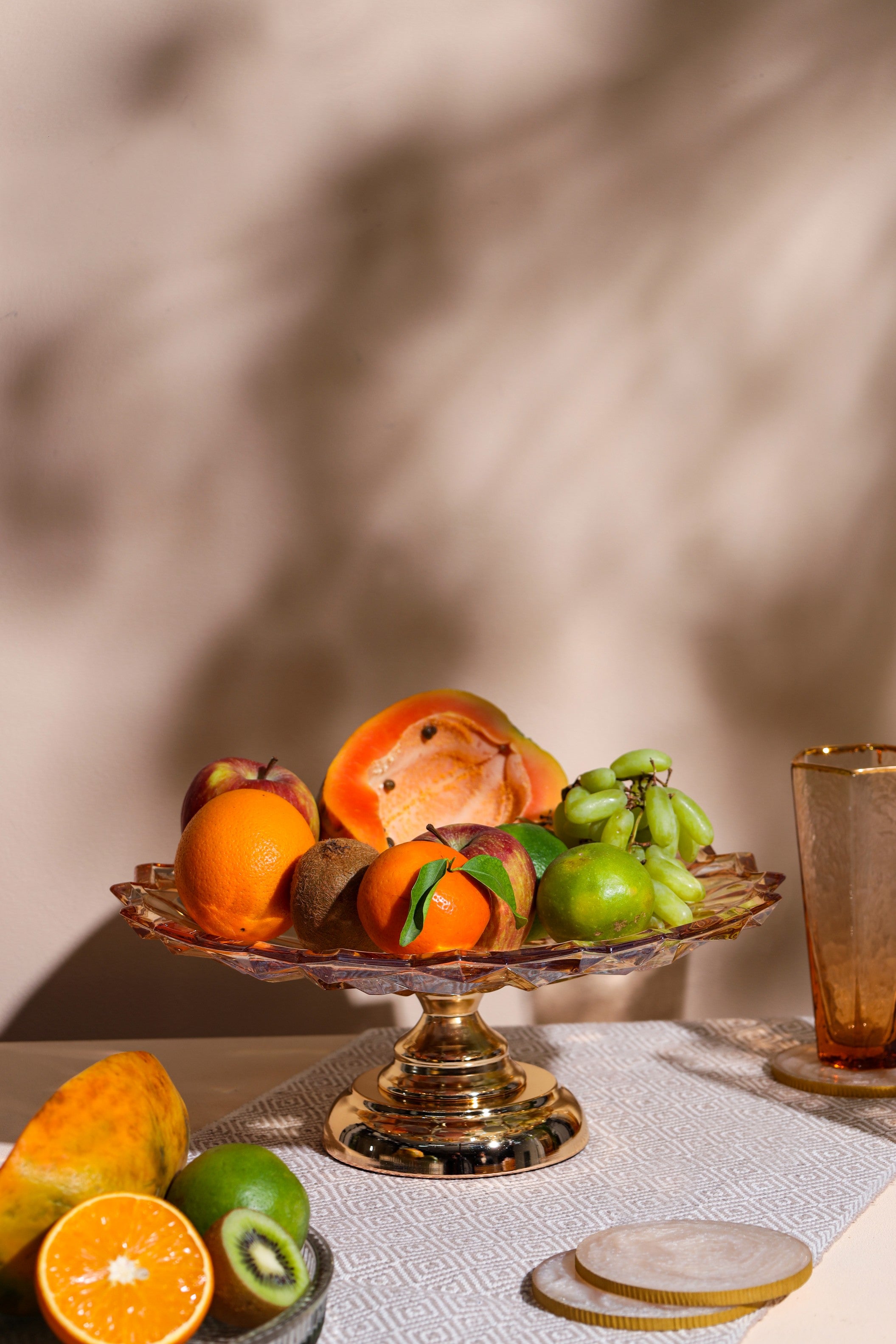 Alamkari India Glass Glass Serving Bowl With Metal Base