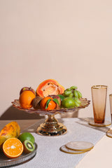 Alamkari India Glass Glass Serving Bowl With Metal Base