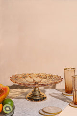 Alamkari India Glass Glass Serving Bowl With Metal Base