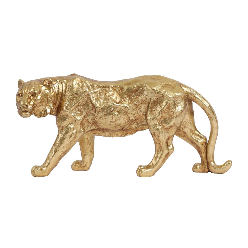 Alamkari India Gold Decorative Gold Polyresin Tiger Figurine (Large)