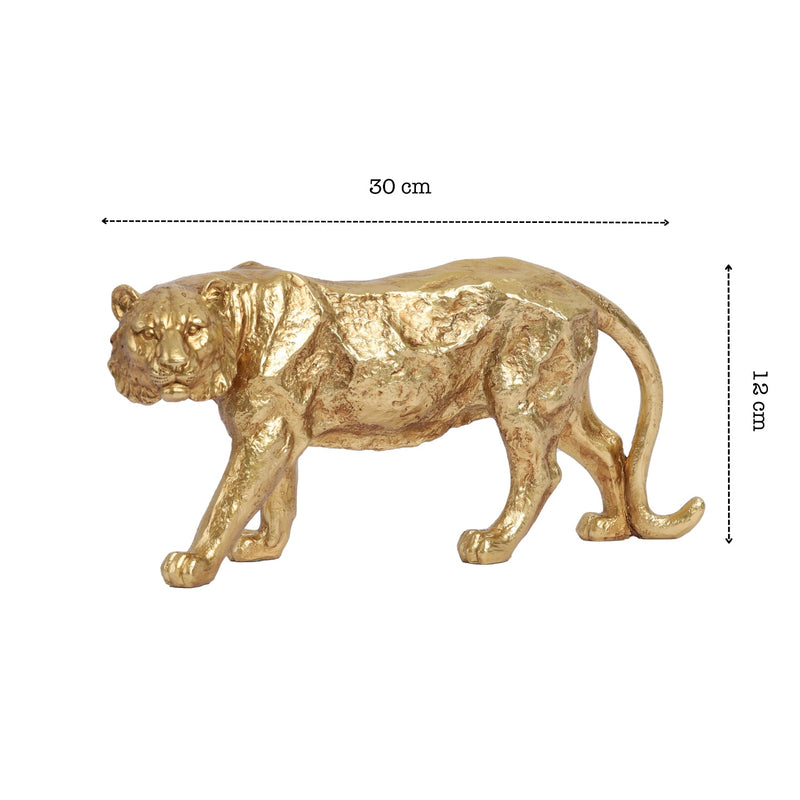 Alamkari India Gold Decorative Gold Polyresin Tiger Figurine (Large)