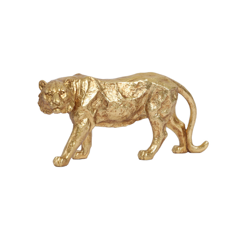 Alamkari India Gold Decorative Gold Polyresin Tiger Figurine (Large)