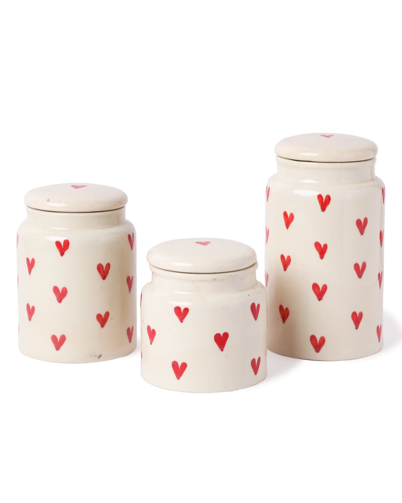 Alamkari India Hand-Painted Heart Ceramic Jar