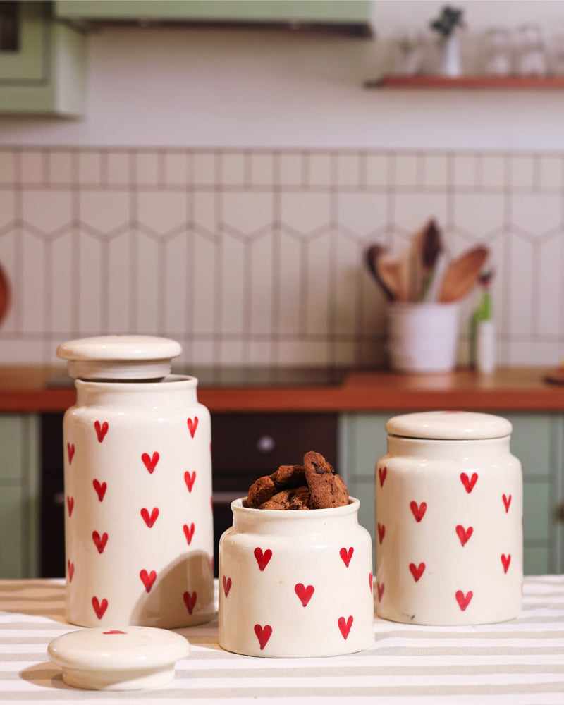 Alamkari India Hand-Painted Heart Ceramic Jar