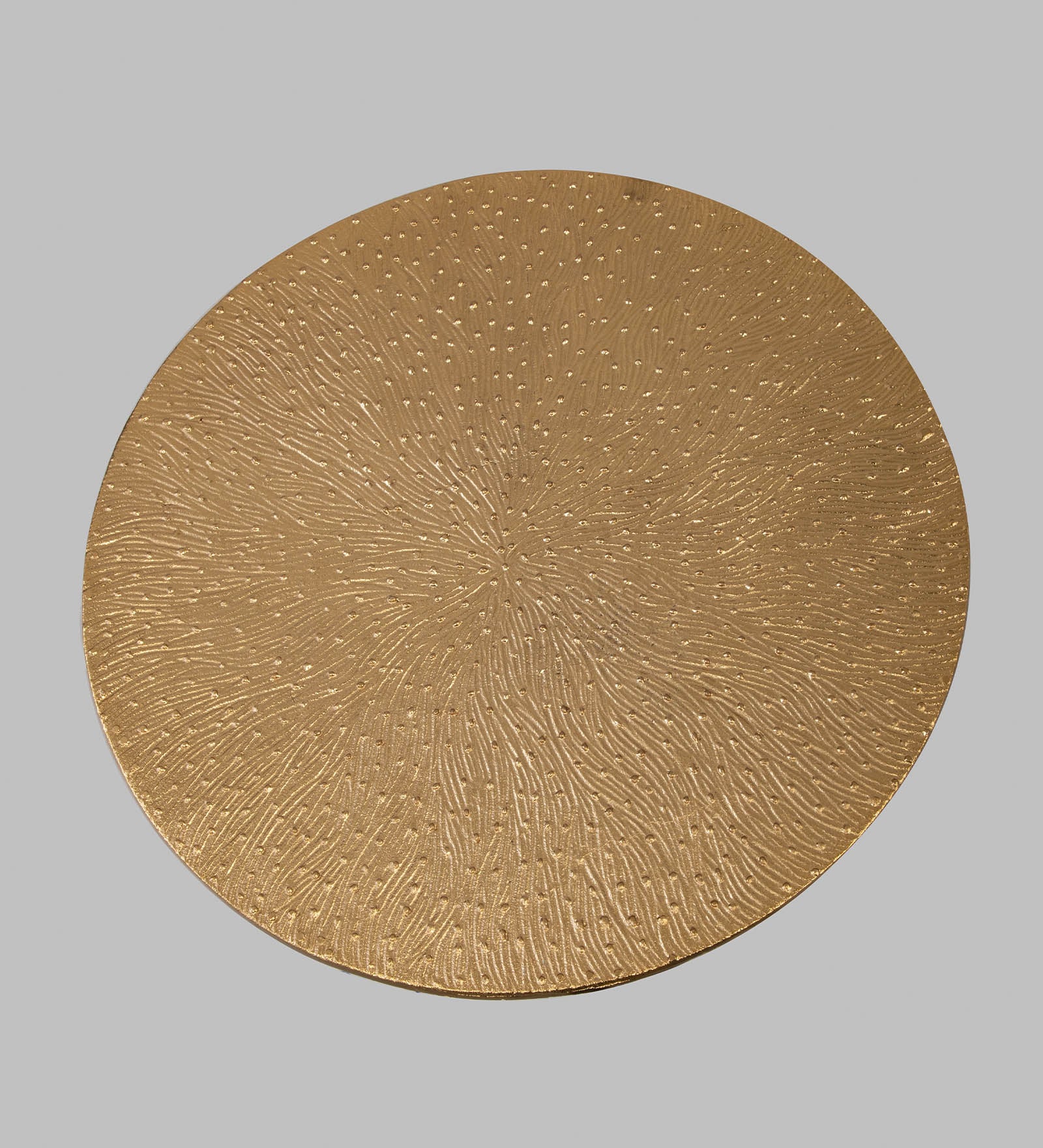 Alamkari India Iron / Metal Embossed Golden Round Metal Side Table