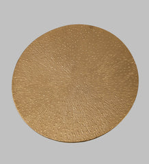 Alamkari India Iron / Metal Embossed Golden Round Metal Side Table