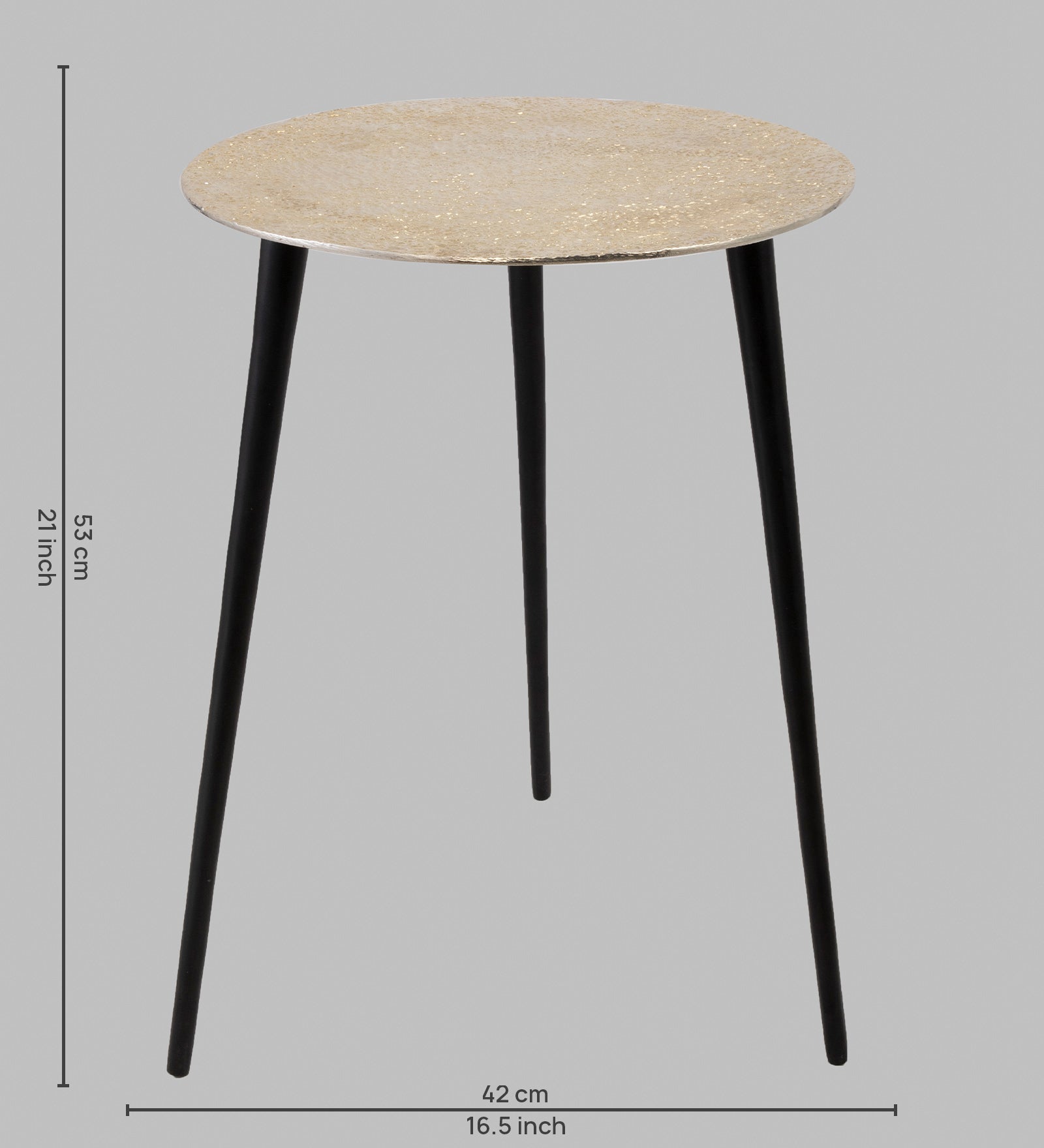 Alamkari India Iron / Metal Embossed Silver Round Metal Side Table