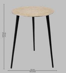 Alamkari India Iron / Metal Embossed Silver Round Metal Side Table