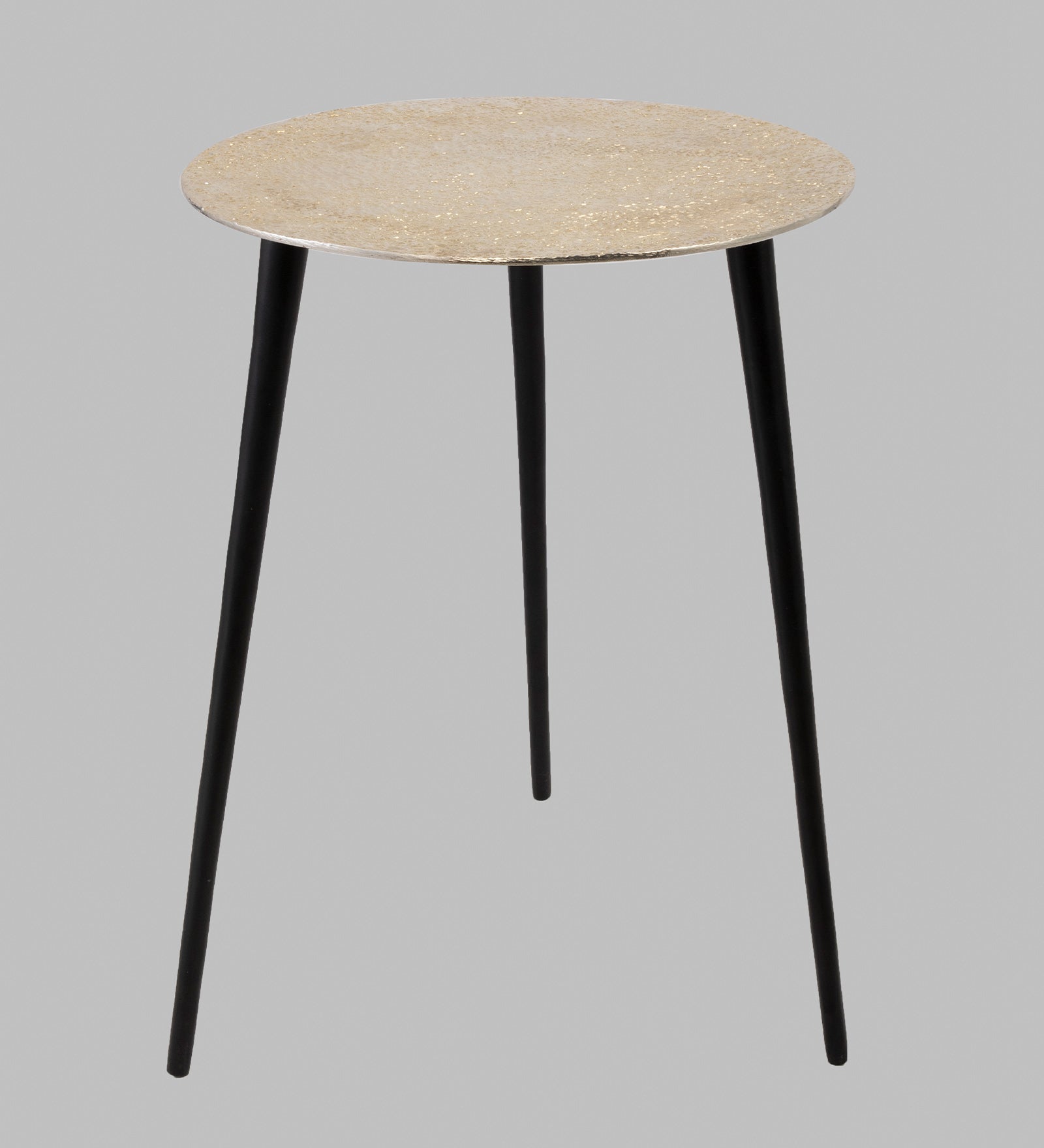 Alamkari India Iron / Metal Embossed Silver Round Metal Side Table