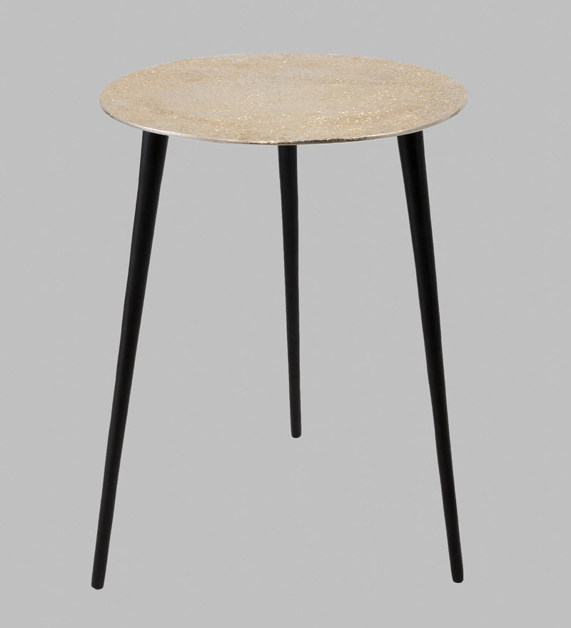 Alamkari India Iron / Metal Embossed Silver Round Metal Side Table