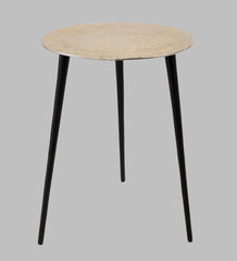 Alamkari India Iron / Metal Embossed Silver Round Metal Side Table