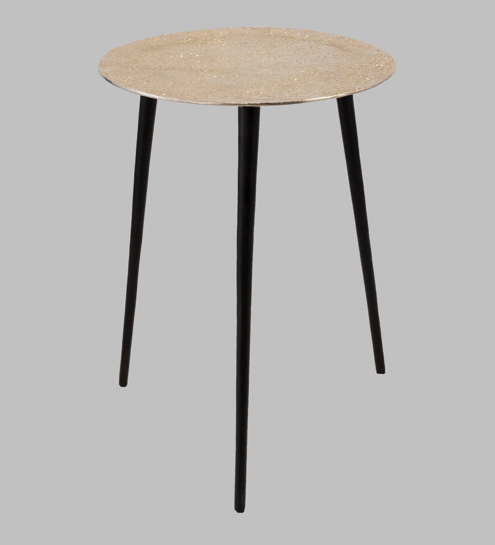 Alamkari India Iron / Metal Embossed Silver Round Metal Side Table