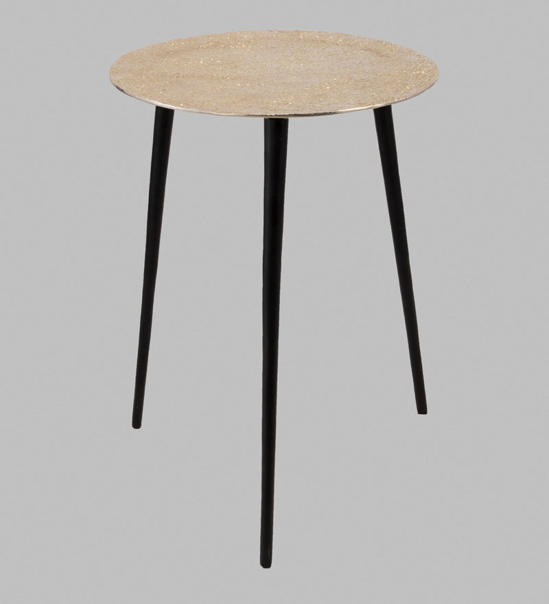 Alamkari India Iron / Metal Embossed Silver Round Metal Side Table