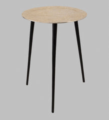 Alamkari India Iron / Metal Embossed Silver Round Metal Side Table