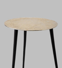 Alamkari India Iron / Metal Embossed Silver Round Metal Side Table