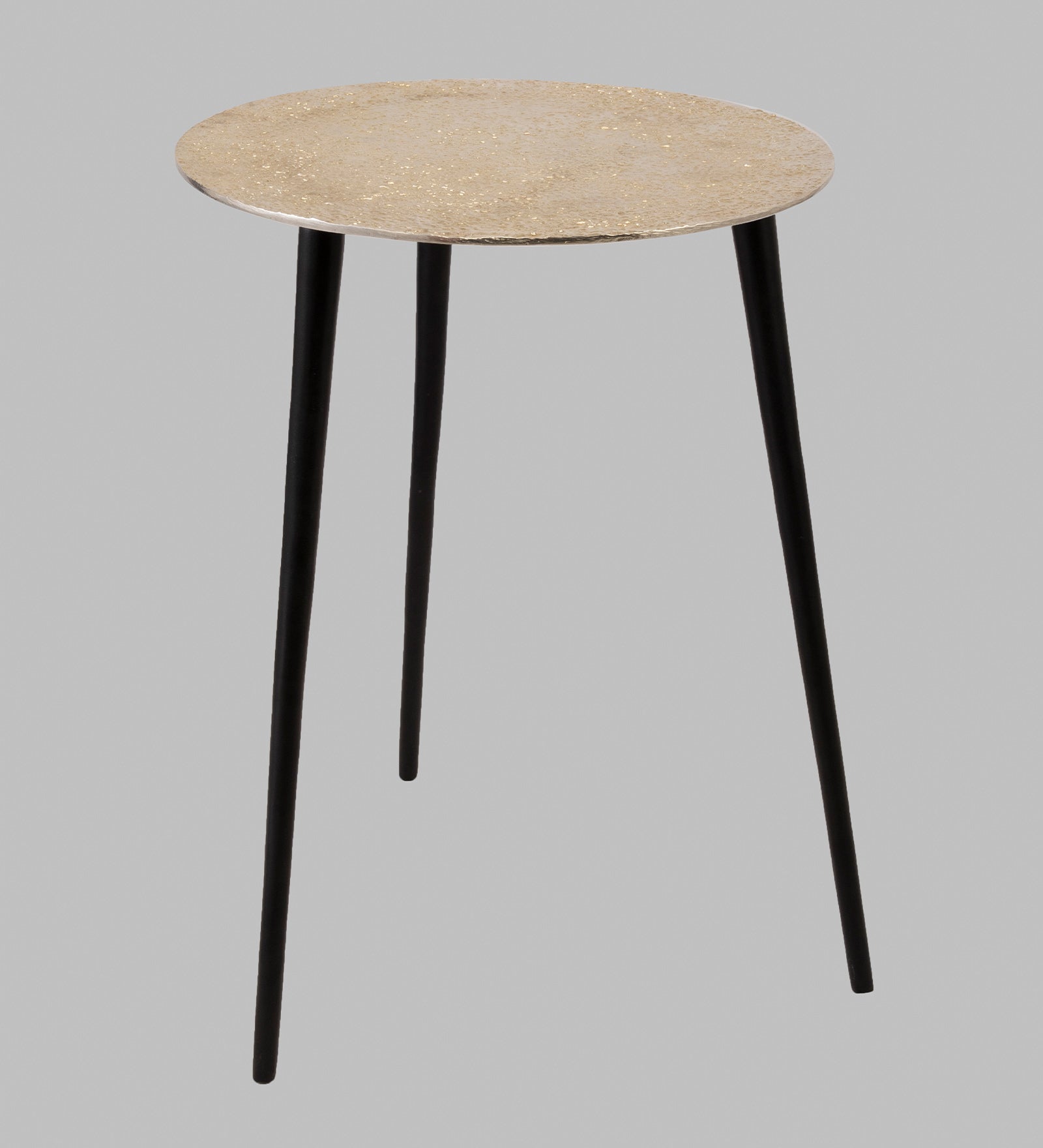 Alamkari India Iron / Metal Embossed Silver Round Metal Side Table