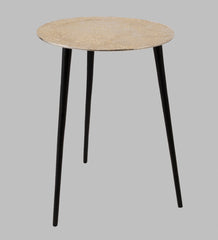 Alamkari India Iron / Metal Embossed Silver Round Metal Side Table