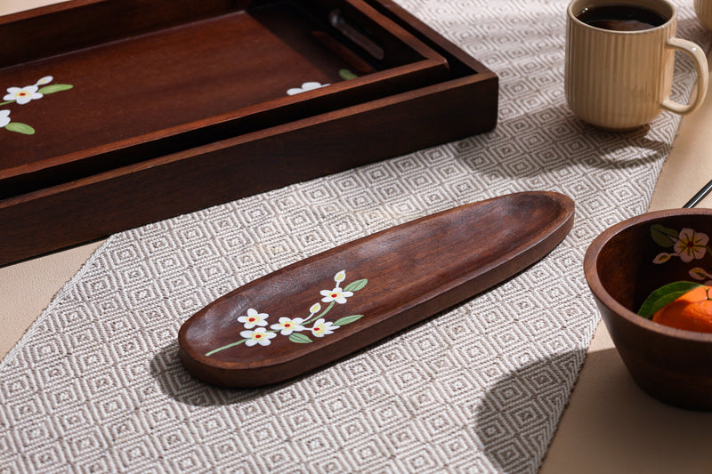 Alamkari India Mango Wood Basic Printed Serving tray