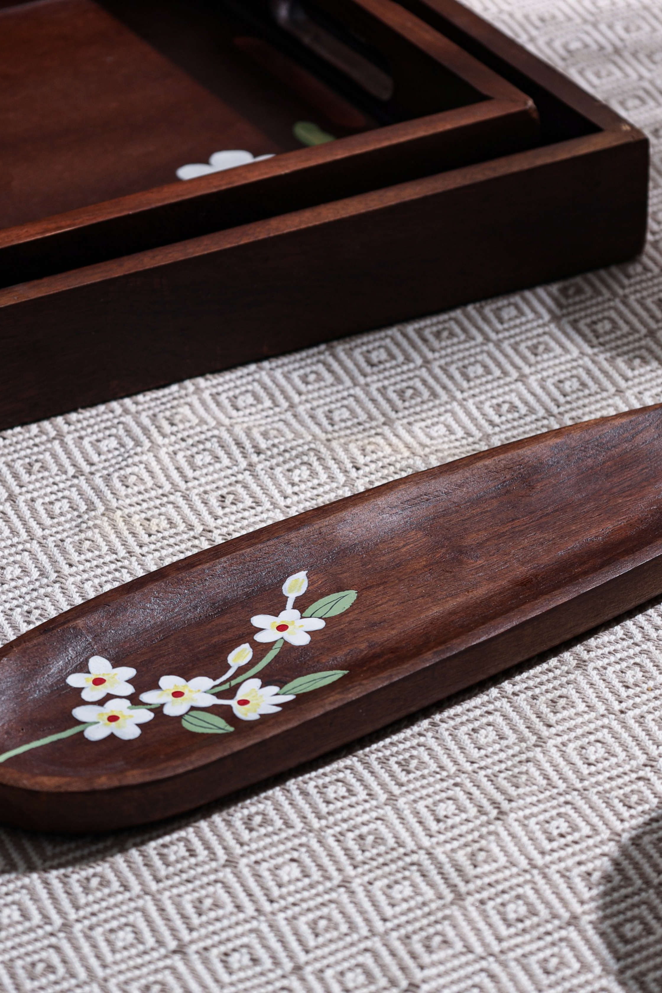 Alamkari India Mango Wood Basic Printed Serving tray