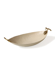 Alamkari India Metal Boat Shape serving tray with handles