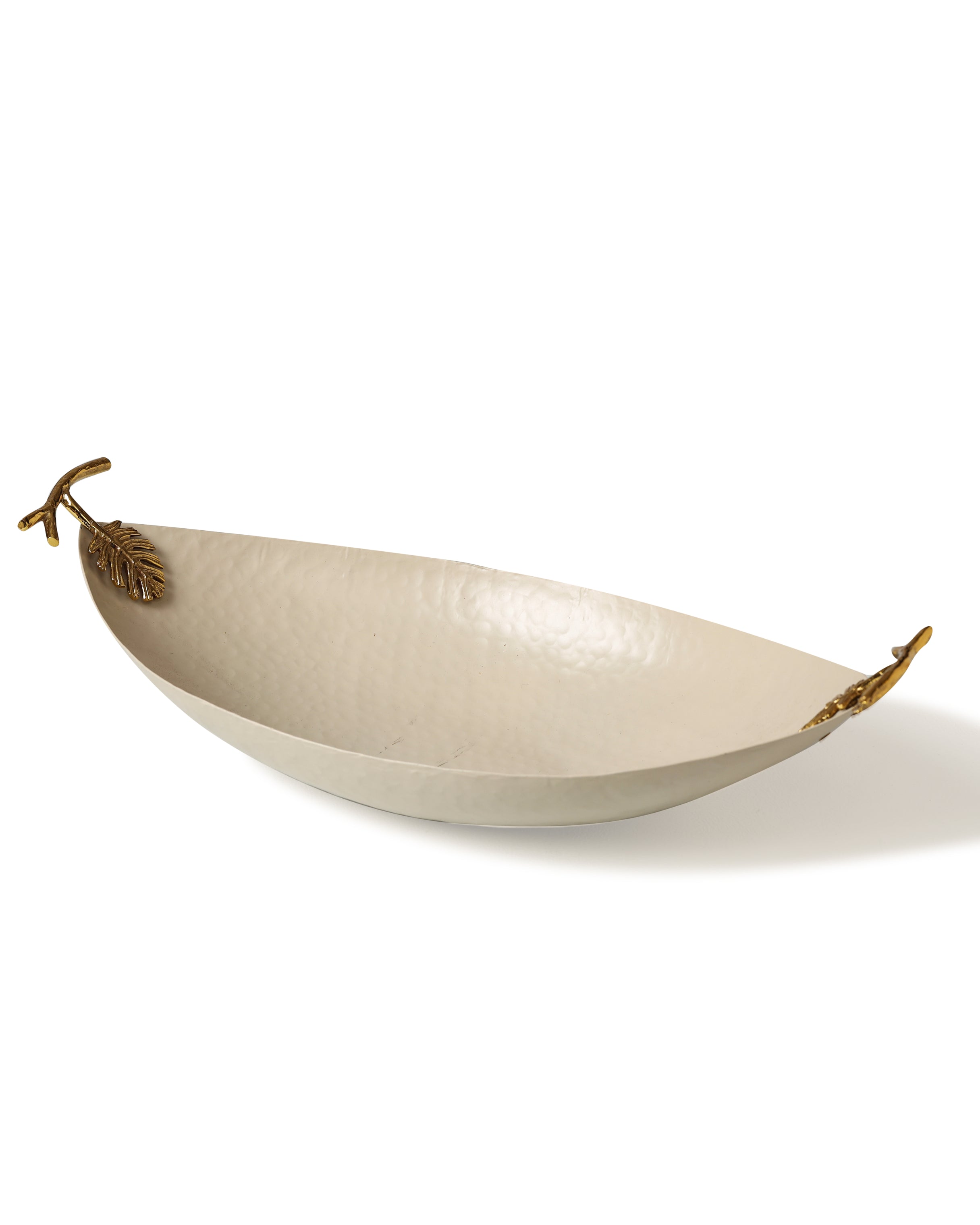 Alamkari India Metal Boat Shape serving tray with handles