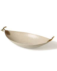 Alamkari India Metal Boat Shape serving tray with handles