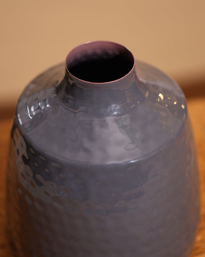 Alamkari India Metal Textured Metal Vase in Deep Teal