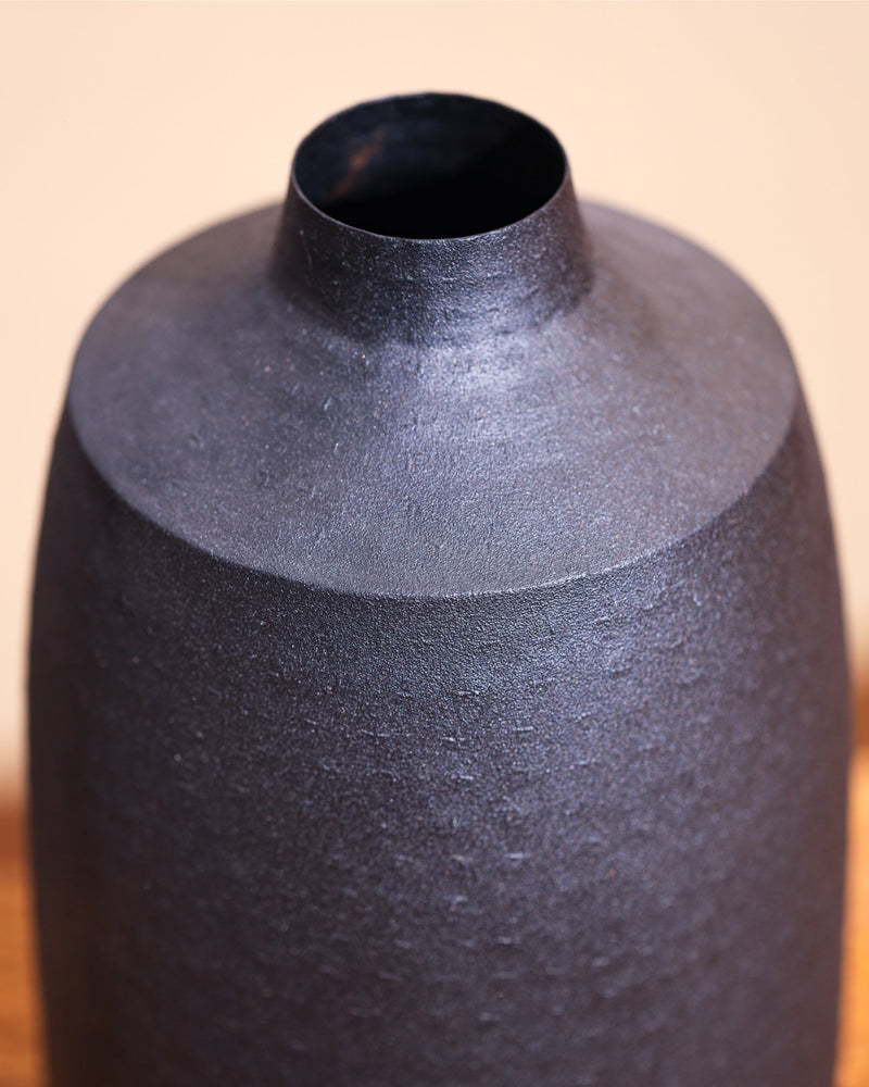 Alamkari India Metal Textured Metal Vase in Deep Teal