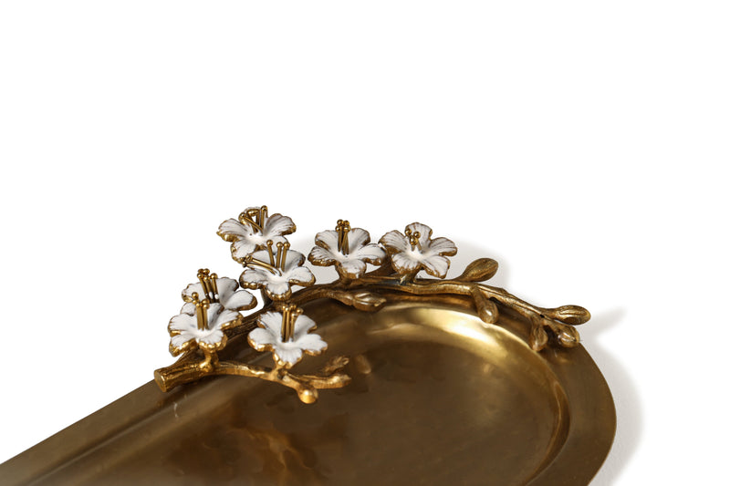 Alamkari India Metal Winsome Tray with Brass handles