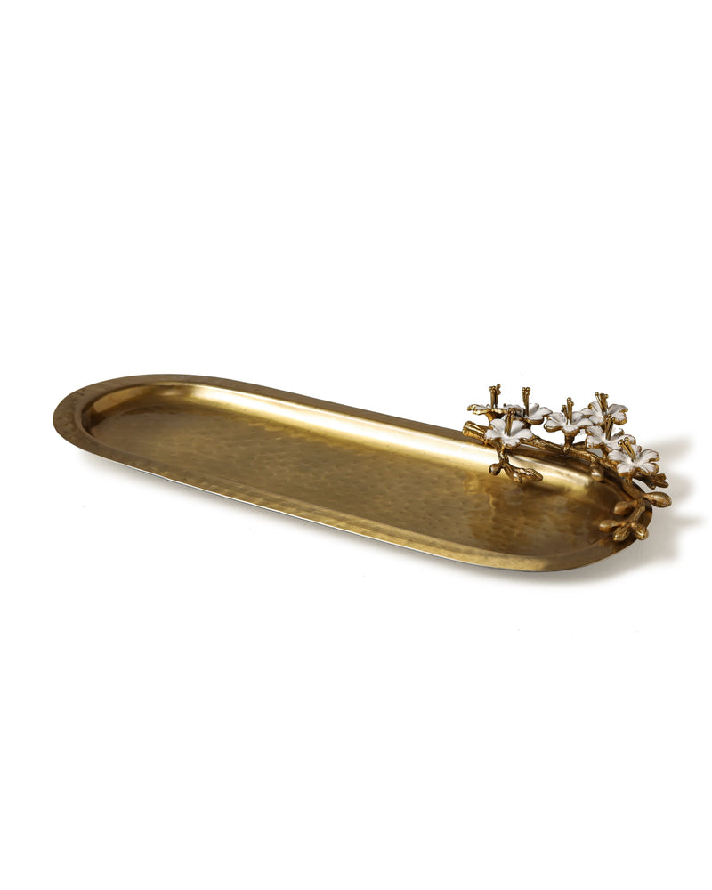 Alamkari India Metal Winsome Tray with Brass handles