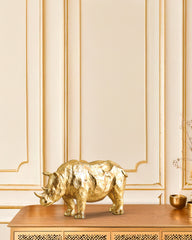 Alamkari India Polyresin Decorative Gold Polyresin Rhinocerous Figurine