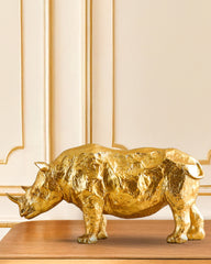 Alamkari India Polyresin Decorative Gold Polyresin Rhinocerous Figurine