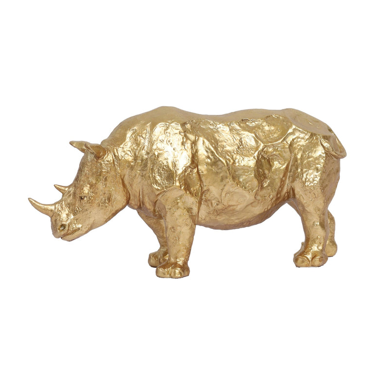 Alamkari India Polyresin Decorative Gold Polyresin Rhinocerous Figurine