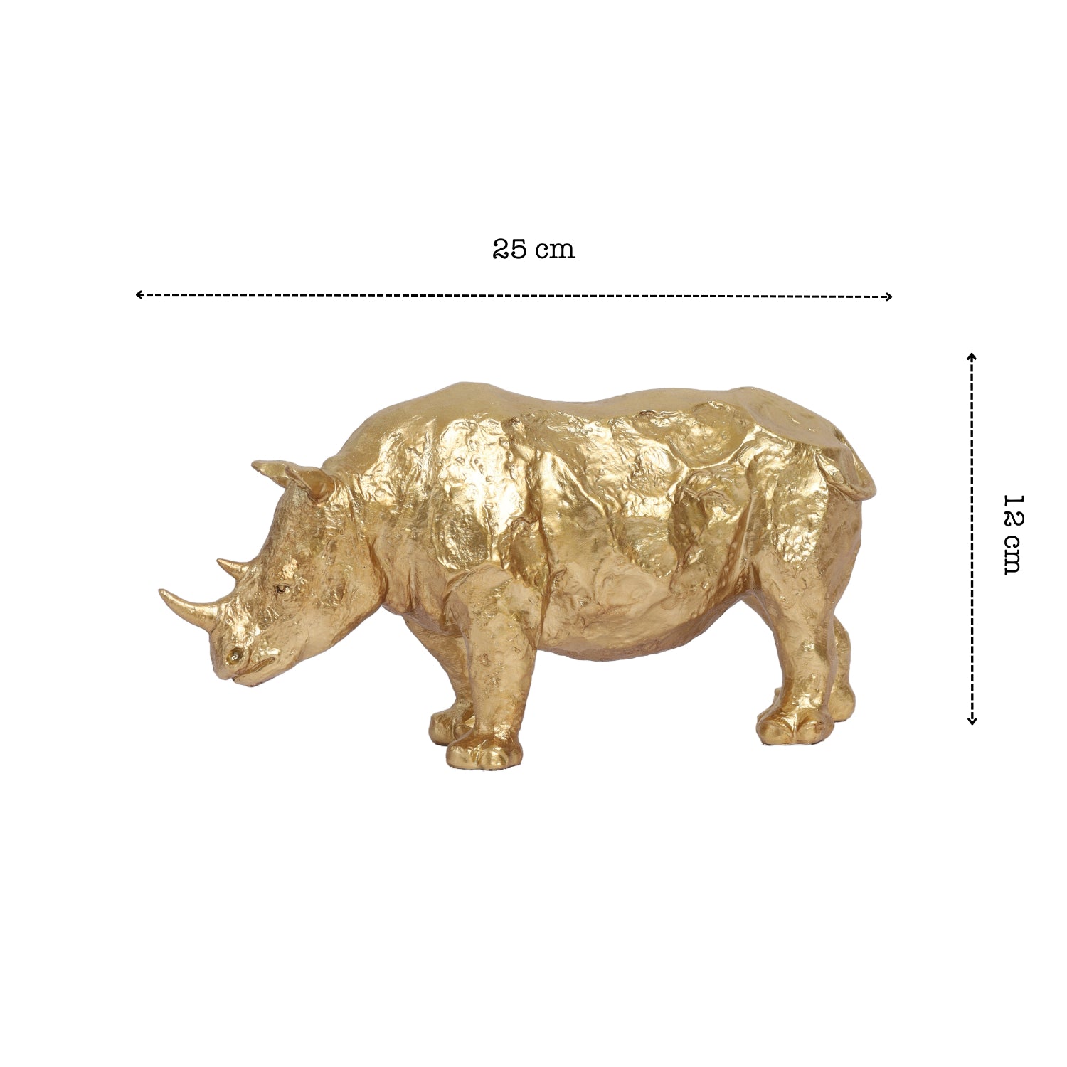 Alamkari India Polyresin Decorative Gold Polyresin Rhinocerous Figurine