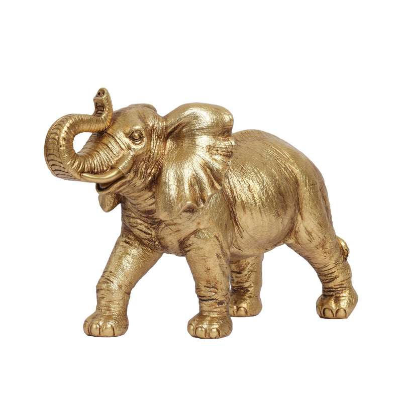 Alamkari India Polyresin Decorative Golden Polyresin Elephant Figurine (Large)