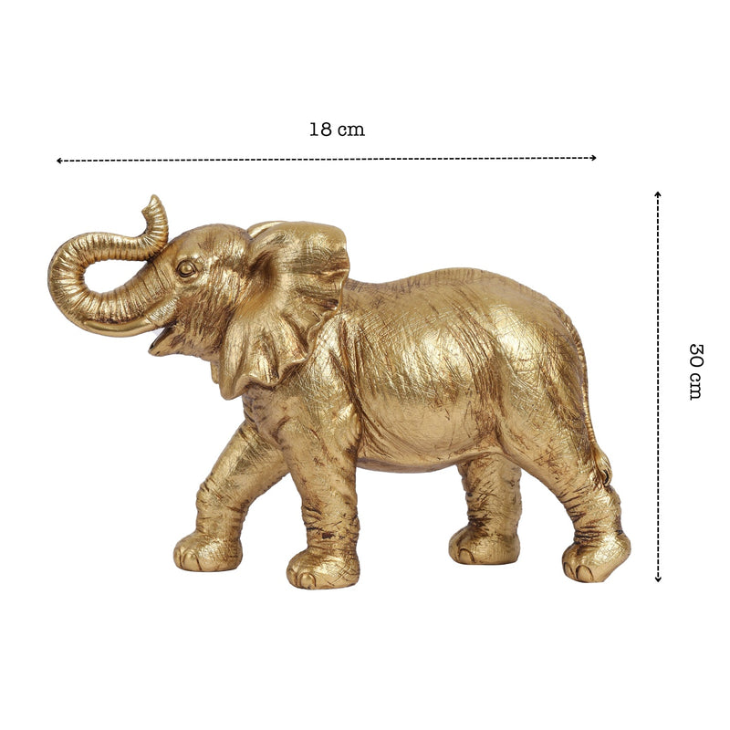 Alamkari India Polyresin Decorative Golden Polyresin Elephant Figurine (Large)