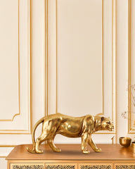 Alamkari India Polyresin Decorative Golden Polyresin Leopard Figurine (Large)