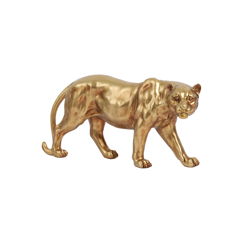 Alamkari India Polyresin Decorative Golden Polyresin Leopard Figurine (Large)