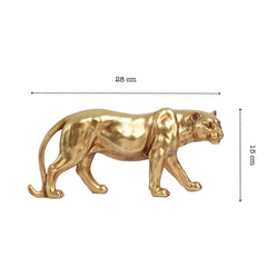 Alamkari India Polyresin Decorative Golden Polyresin Leopard Figurine (Large)