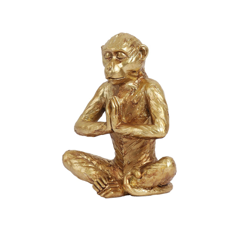Alamkari India Polyresin Decorative Golden Polyresin Meditating Monkey Figurine