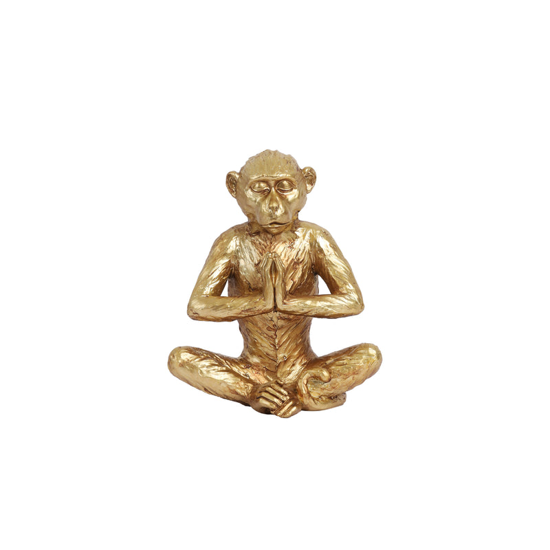 Alamkari India Polyresin Decorative Golden Polyresin Meditating Monkey Figurine