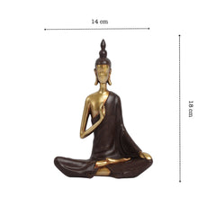 Alamkari India Polyresin Decorative Modern Golden Brown Buddha Showpieces (Set of 2)