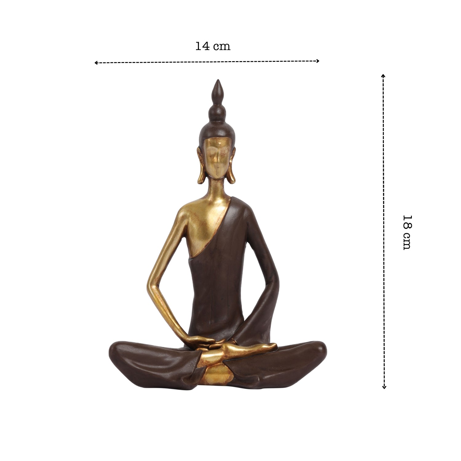 Alamkari India Polyresin Decorative Modern Golden Brown Meditating Buddha Showpiece