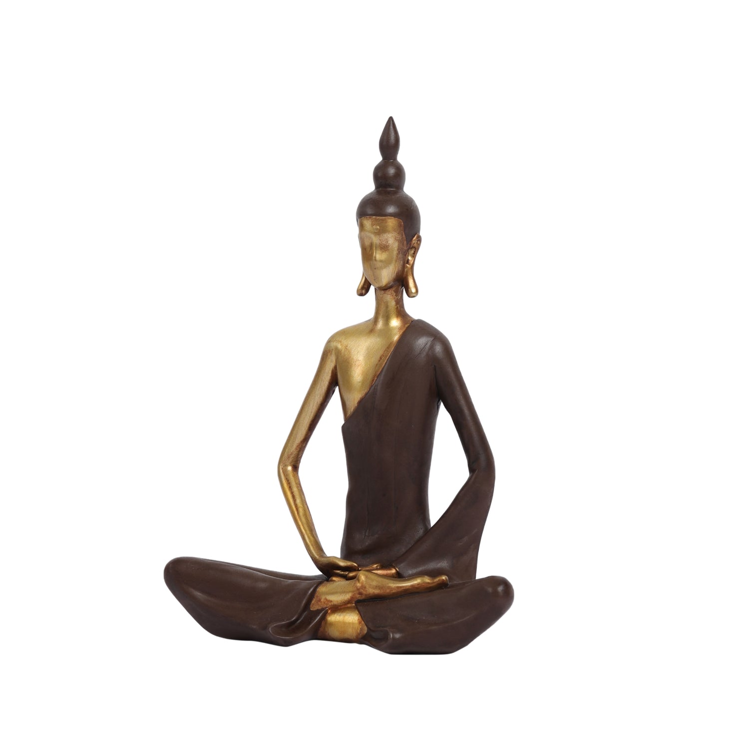Alamkari India Polyresin Decorative Modern Golden Brown Meditating Buddha Showpiece