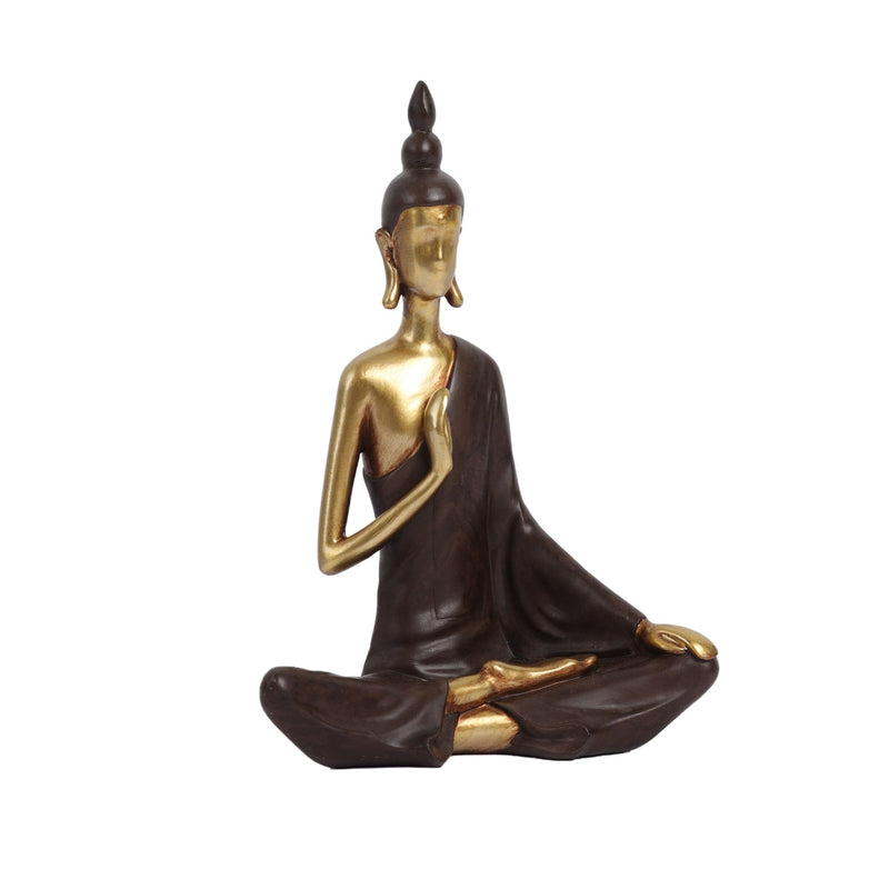 Alamkari India Polyresin Decorative Modern Golden Brown Serene Buddha Figurine