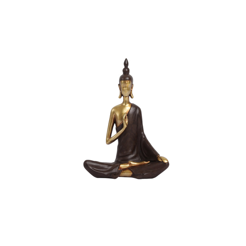 Alamkari India Polyresin Decorative Modern Golden Brown Serene Buddha Figurine