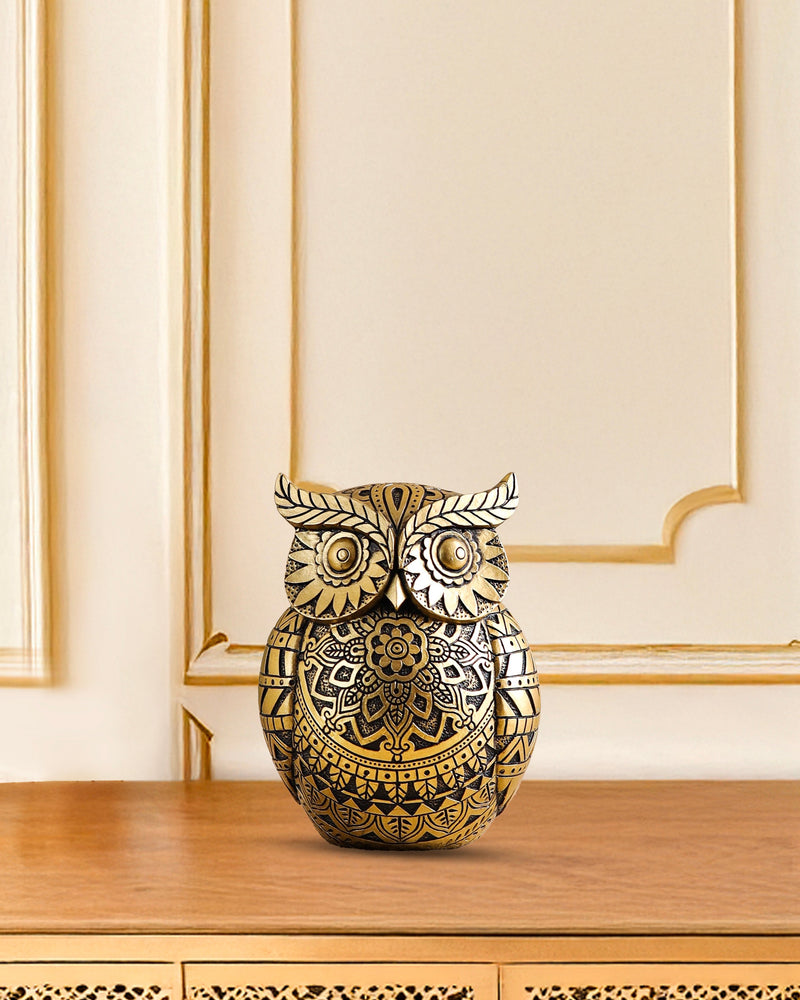 Alamkari India Polyresin Decorative Ornate Lucky Owl Figurine
