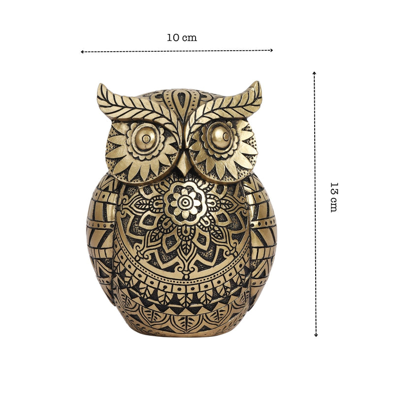 Alamkari India Polyresin Decorative Ornate Lucky Owl Figurine