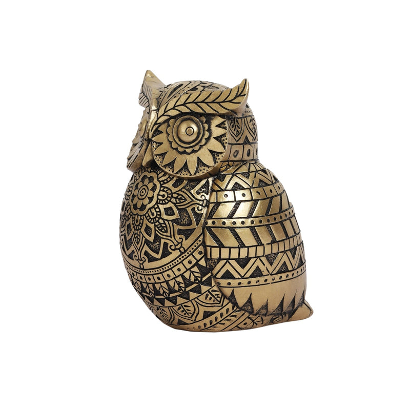 Alamkari India Polyresin Decorative Ornate Lucky Owl Figurine