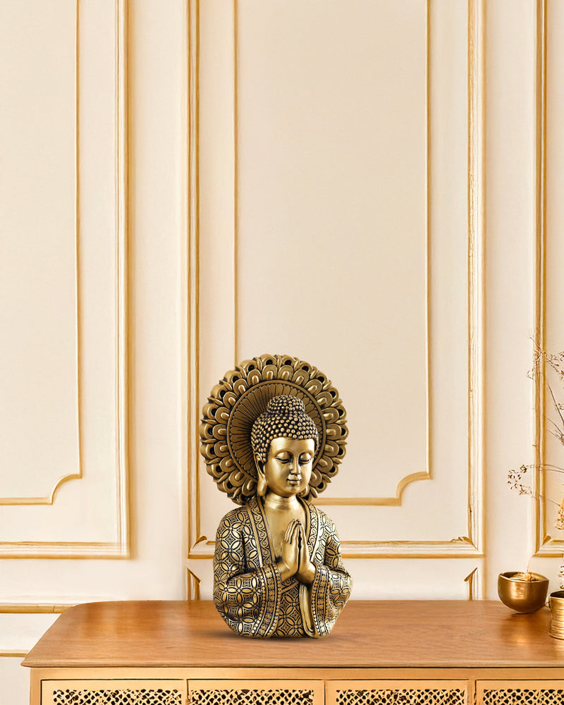 Alamkari India Polyresin Decorative Serene Buddha Statue, 24 cm